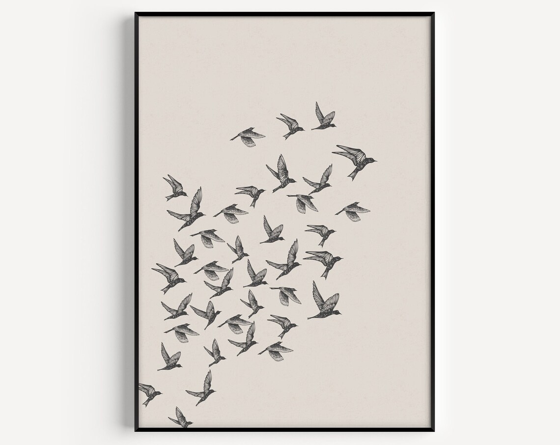 Bird Minimalist Art Print, Neutral Bird Gift