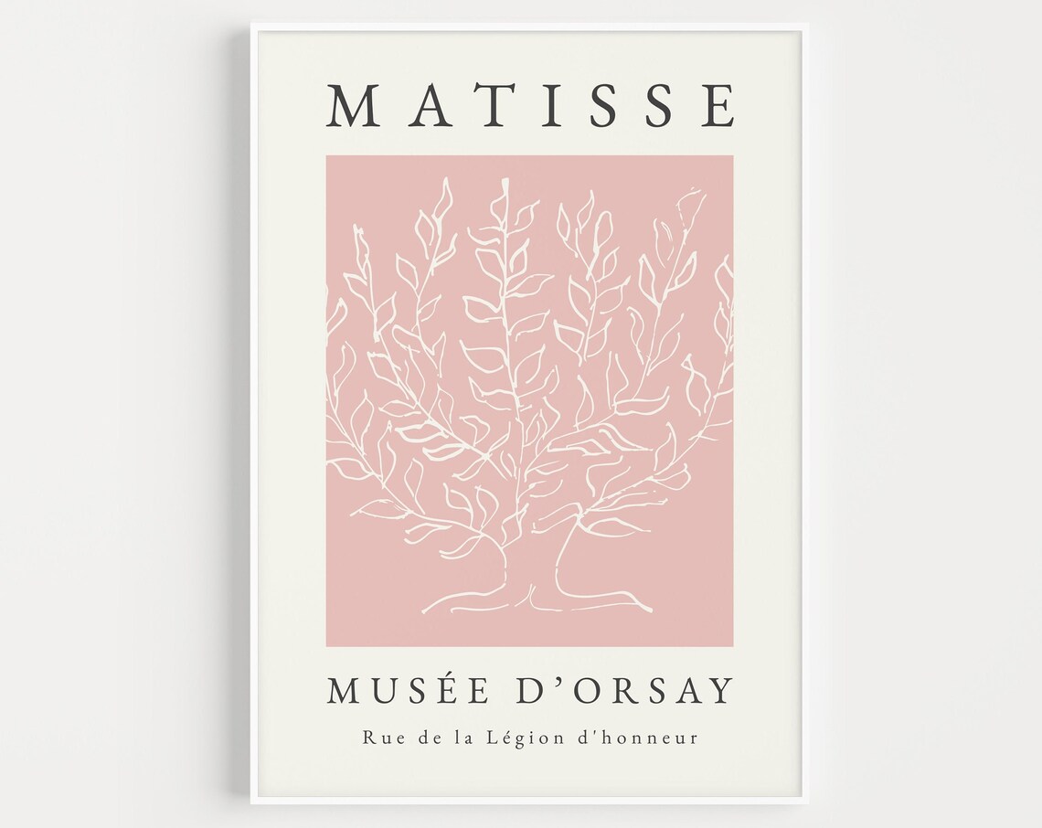 Matisse-Inspired Pink Tree Wall Art Poster Print