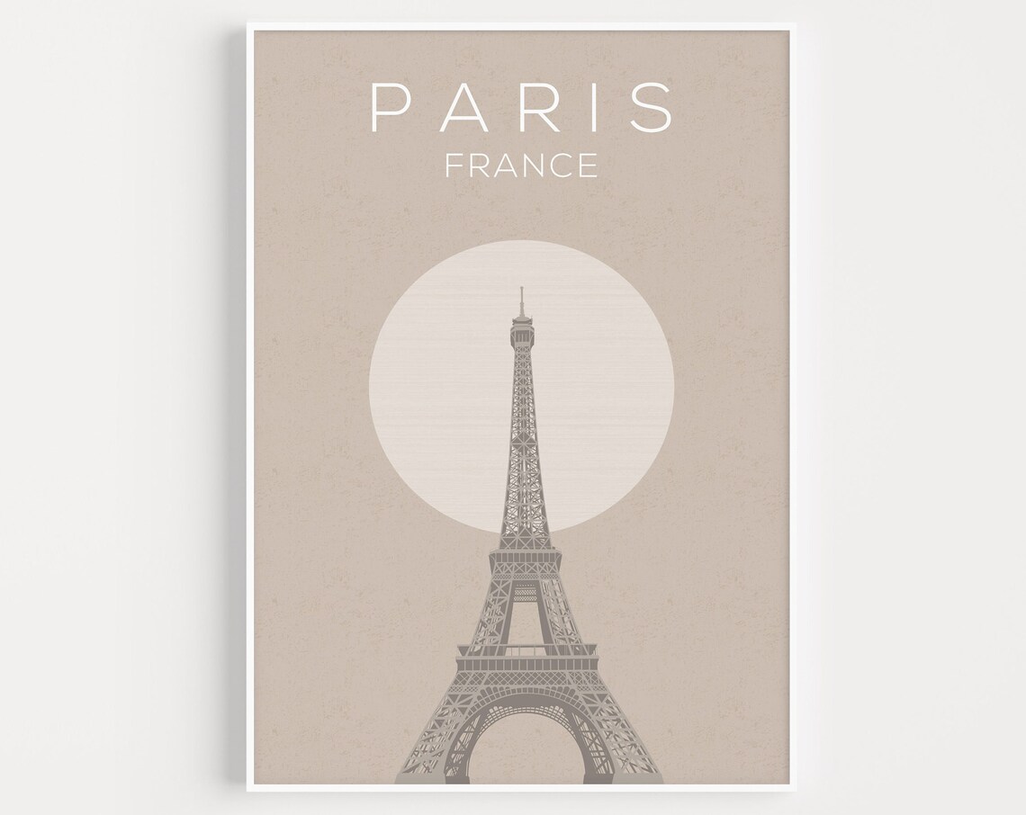 Paris Travel Poster, Neutral Paris Art Print