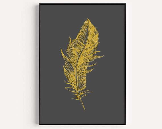 Wall Art Print Feather Print Instant Black Wall Art Feather Minimalist Print Scandinavian