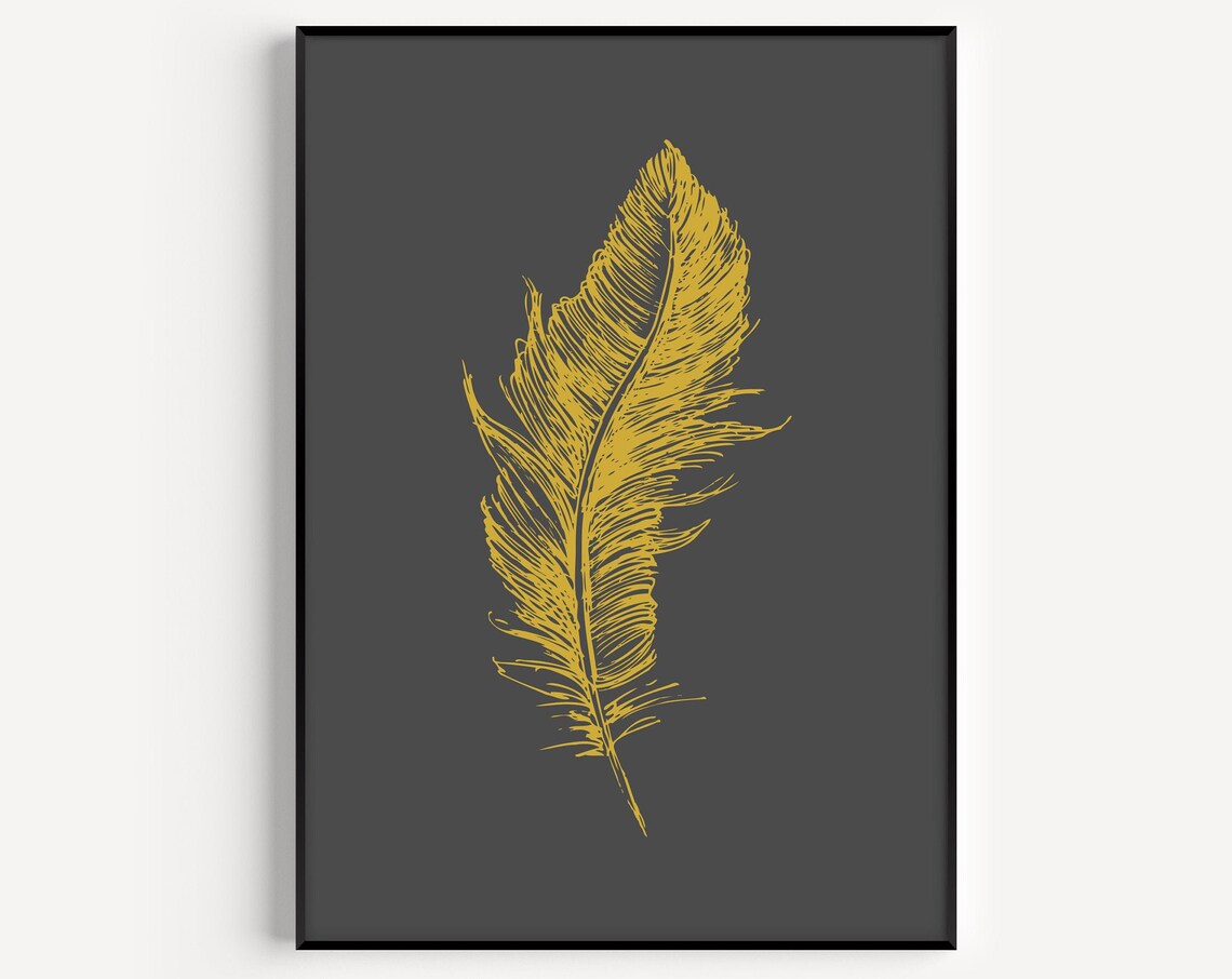 Wall Art Print Feather Print Instant Black Wall Art Feather Minimalist Print Scandinavian