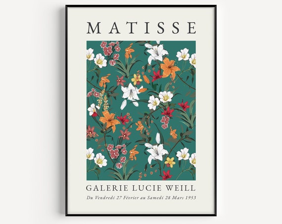 Matisse Flower Market Poster, Green Botanical Art