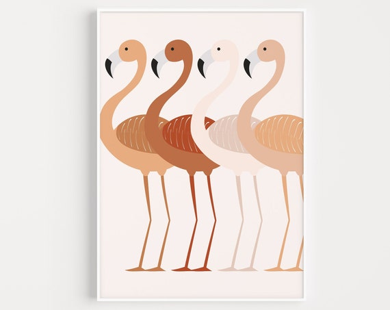 Flamingo Neutral Art Print, Animal Wall Decor