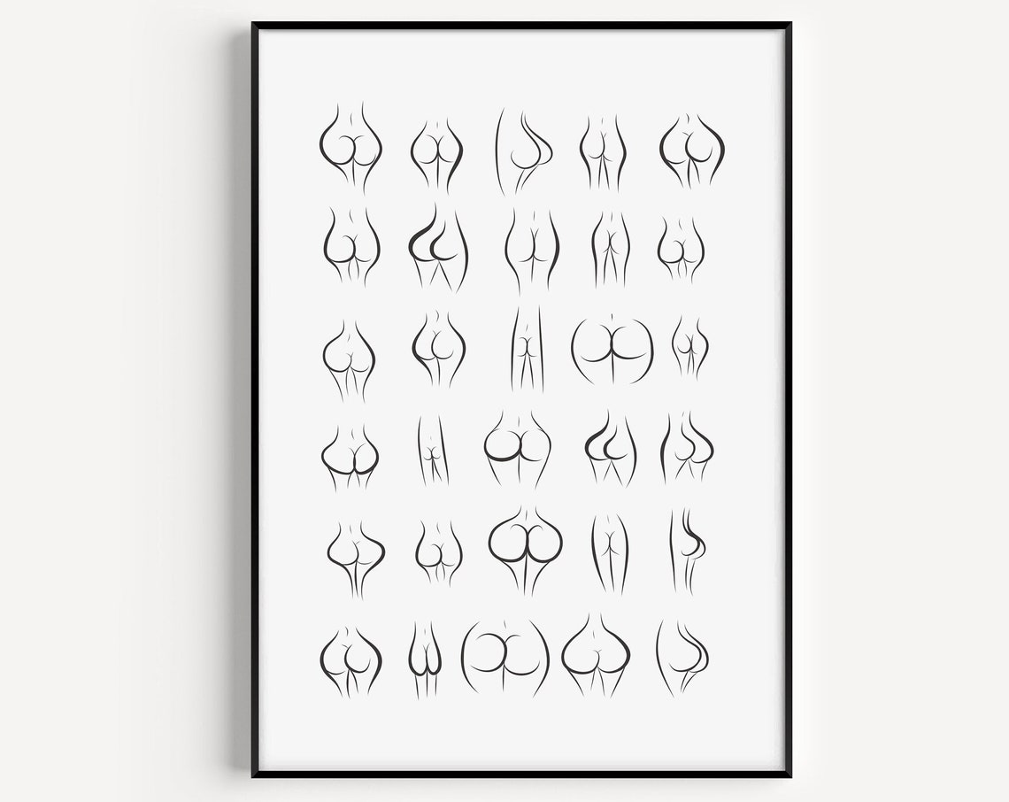 Body Positivity Bums Print, Funny Bathroom Poster
