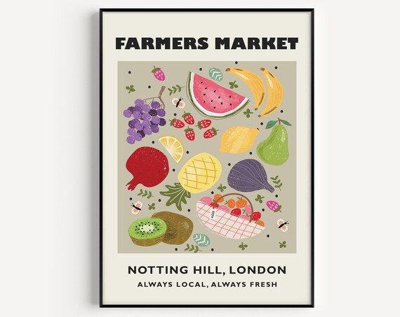 Farmers Market Print Vegetable Print Kitchen Print Wall Art Kitchen Wall Art Farmers Market Wall Art Food Print