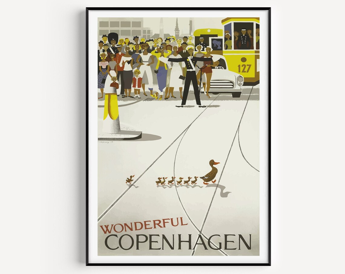 Copenhagen Travel Poster, Copenhagen Art