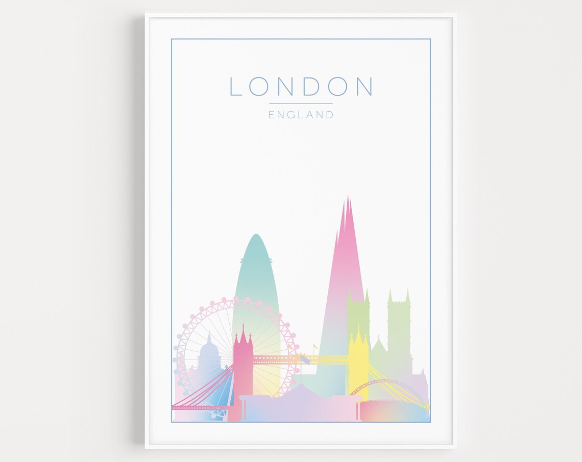 London Travel Poster, Europe City Wall Art Print