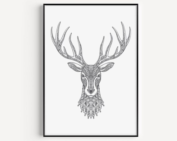 Stag Minimalist Art Print, Modern Wall Decor