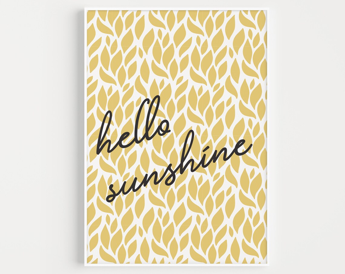 Hello Sunshine Yellow Quote Art Print, Typography