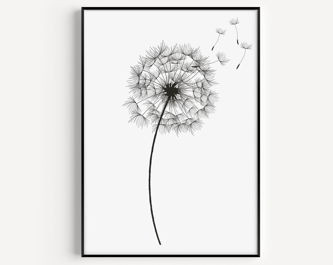 Dandelion Wall Art Print, Minimalist Scandinavian
