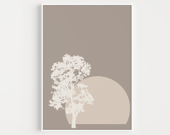 Tree Wall Art Print, Minimalist Neutral Decor
