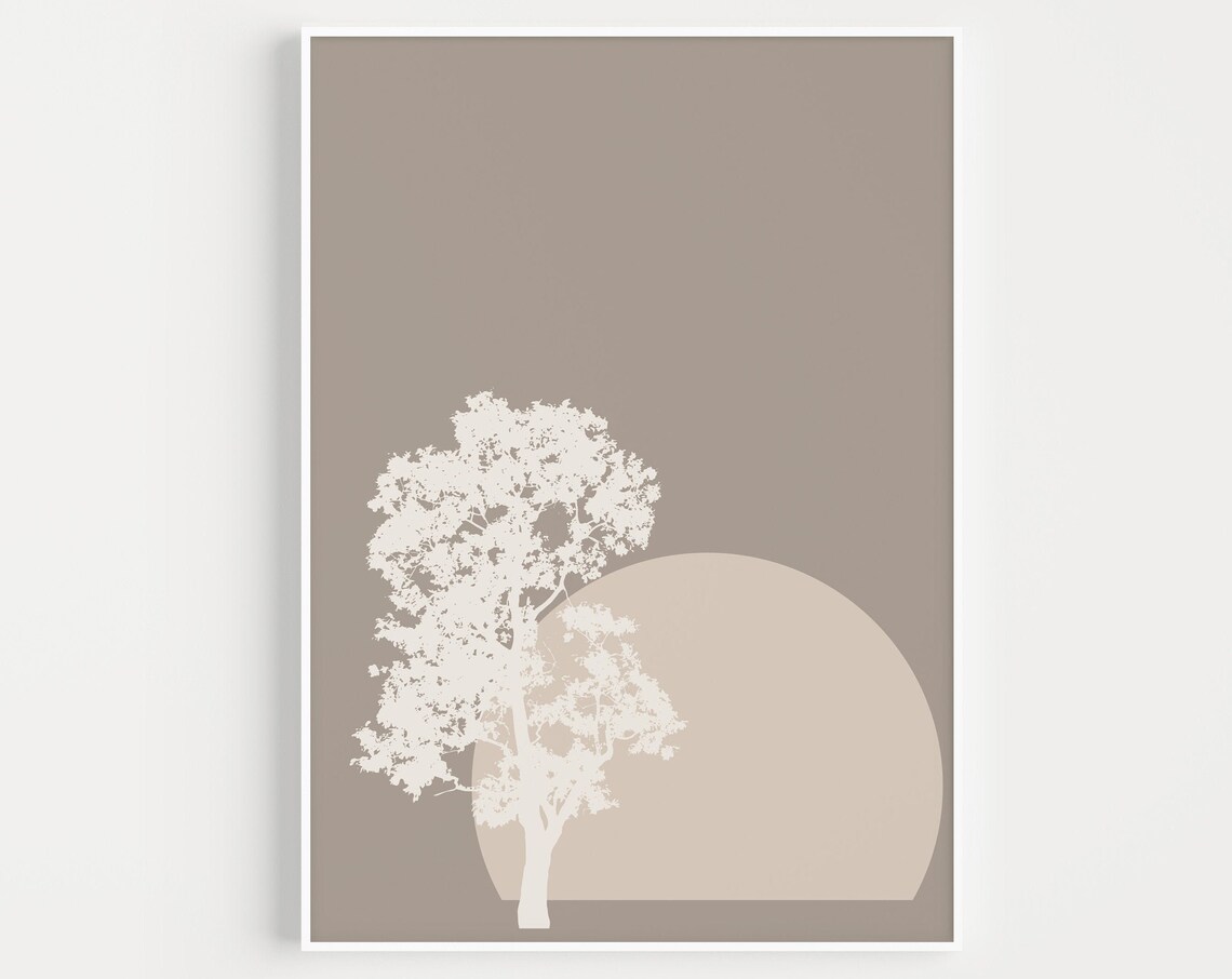 Tree Wall Art Print, Minimalist Neutral Decor