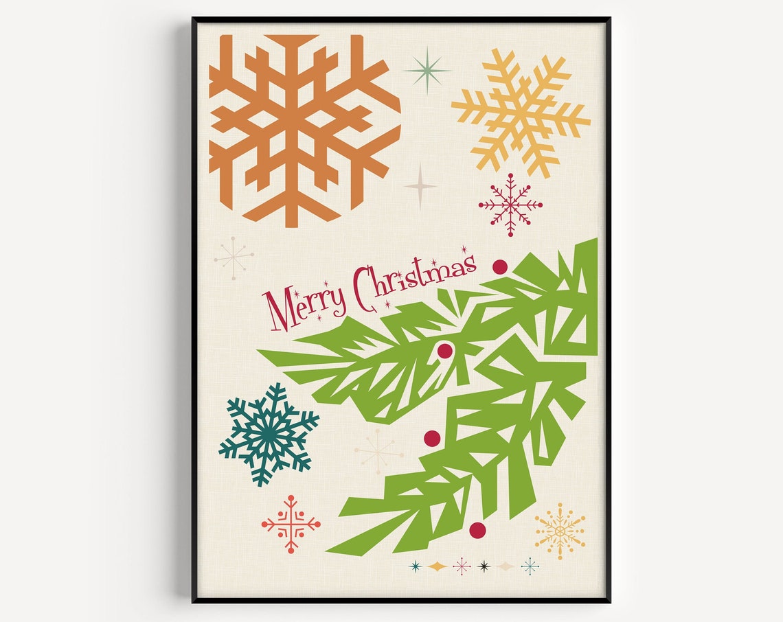 Mid Century Christmas Art Print