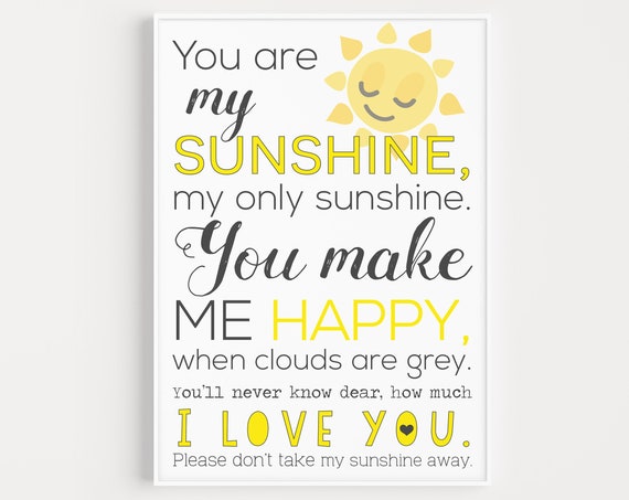 You Are My Sunshine Minimalist Quote Art Print
