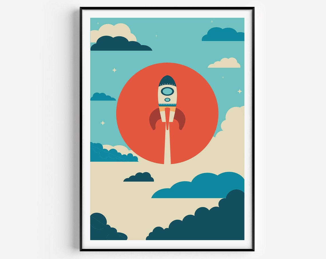 Space Nursery Wall Art Print for Boys' Rooms