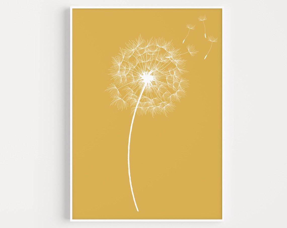 Dandelion Minimalist Art Print, Abstract Modern Decor
