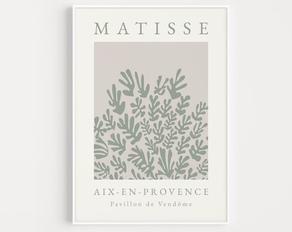 Matisse Sage Green Cut-Out Seaweed Aix-en-Provence Pavillon Poster