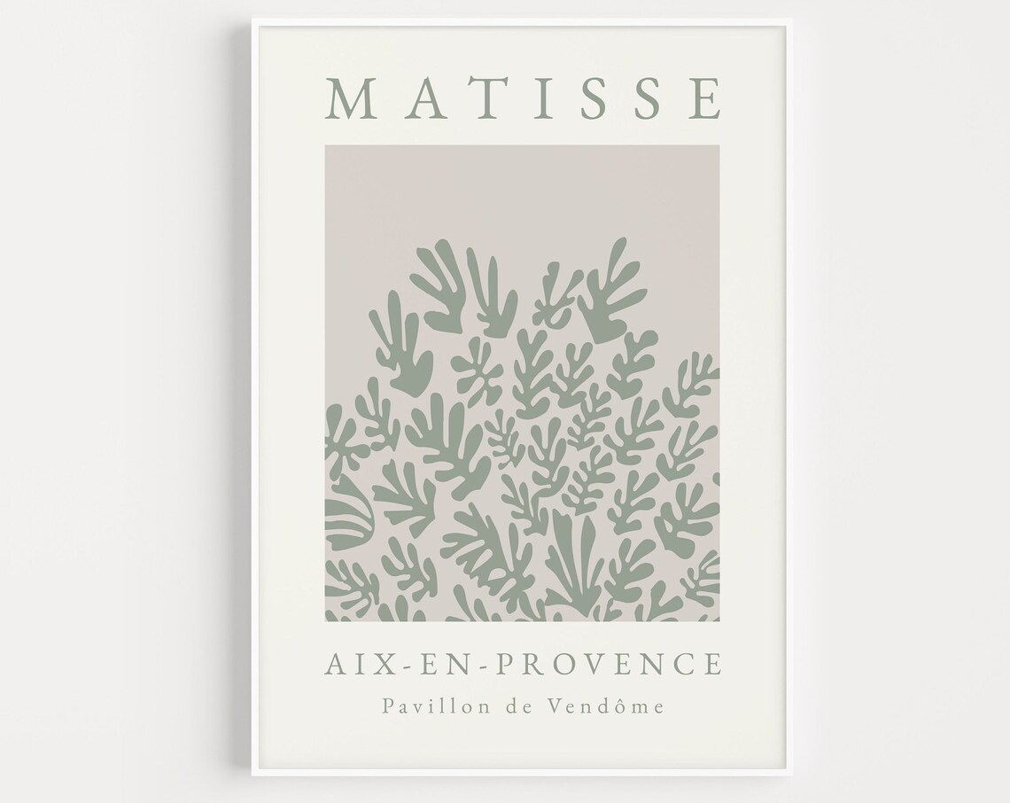 Matisse Sage Green Cut-Out Seaweed Aix-en-Provence Pavillon Poster