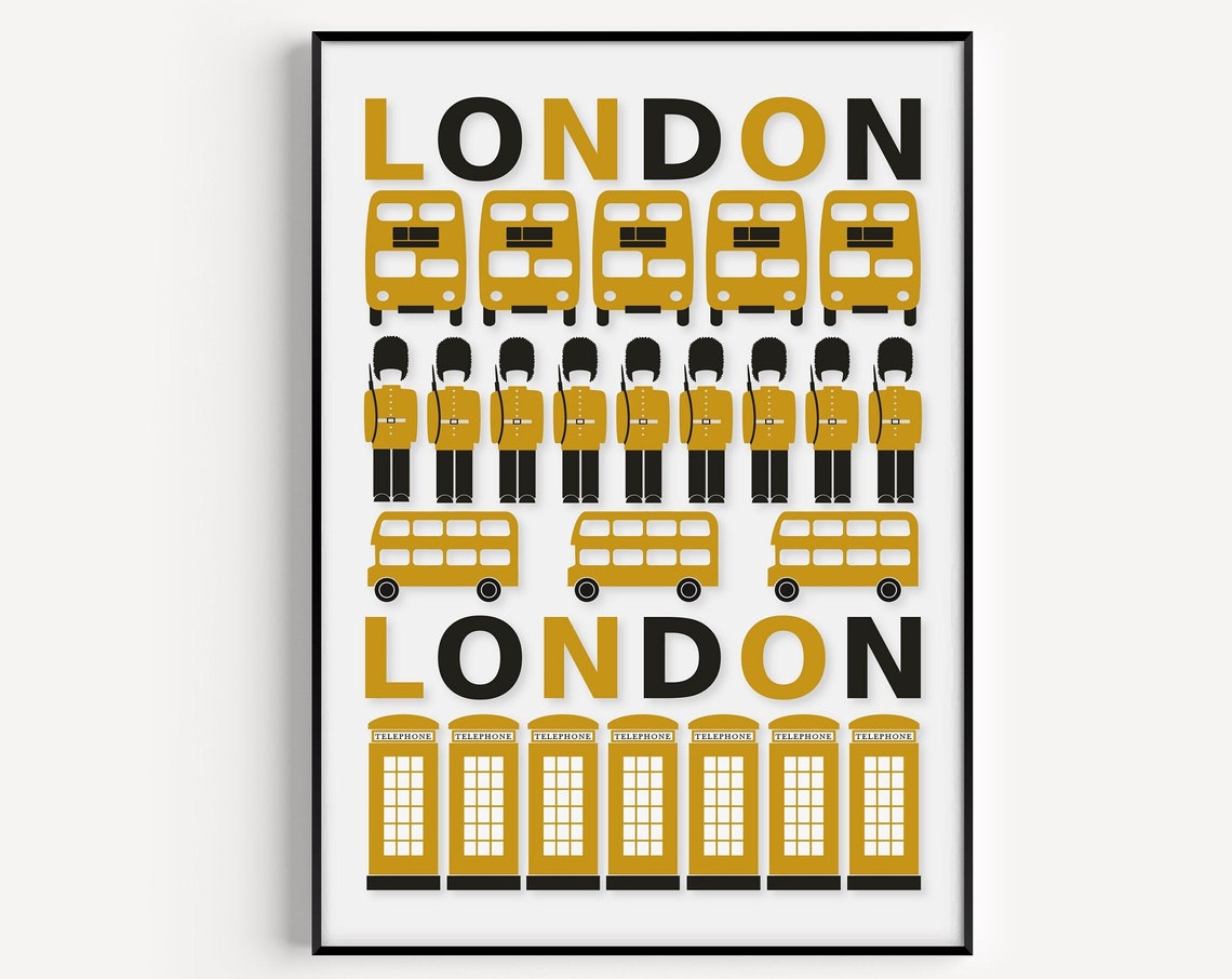 Yellow Print London London Wall Art Travel Print London Print Wall Art Print London Prints London Poster Yellow