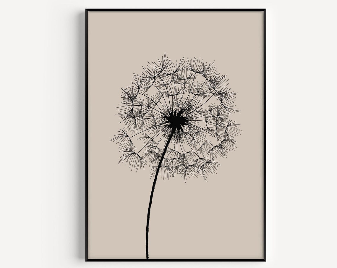 Dandelion Print Neutral Print Wall Art Print Beige Wall Art Beige Print Instant Neutral Dandelion Wall Art