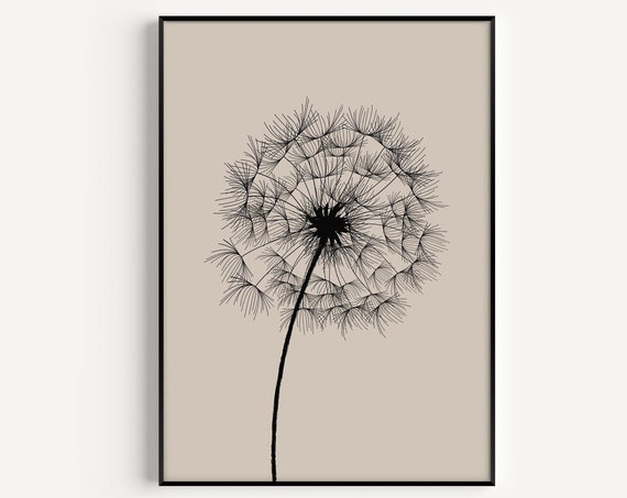 Dandelion Print Neutral Print Wall Art Print Beige Wall Art Beige Print Instant Neutral Dandelion Wall Art