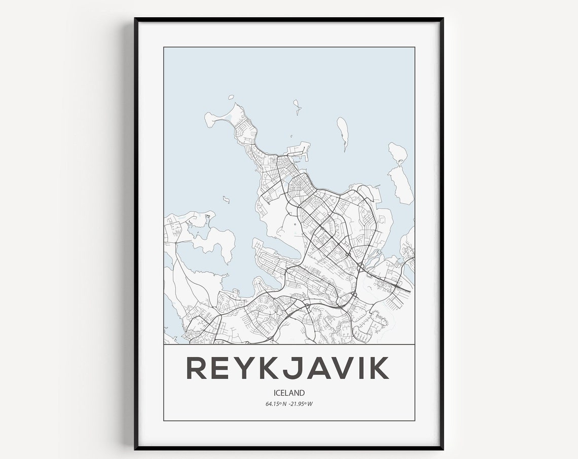 Reykjavik Print Reykjavik Map Print Iceland Print Iceland Reykjavik Poster Travel Art Print Reykjavik Art Travel Print