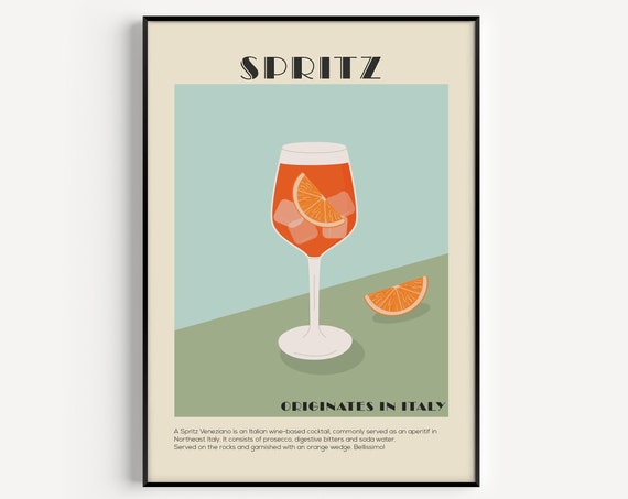 Spritz Kitchen Art Print, Cocktail Wall Poster