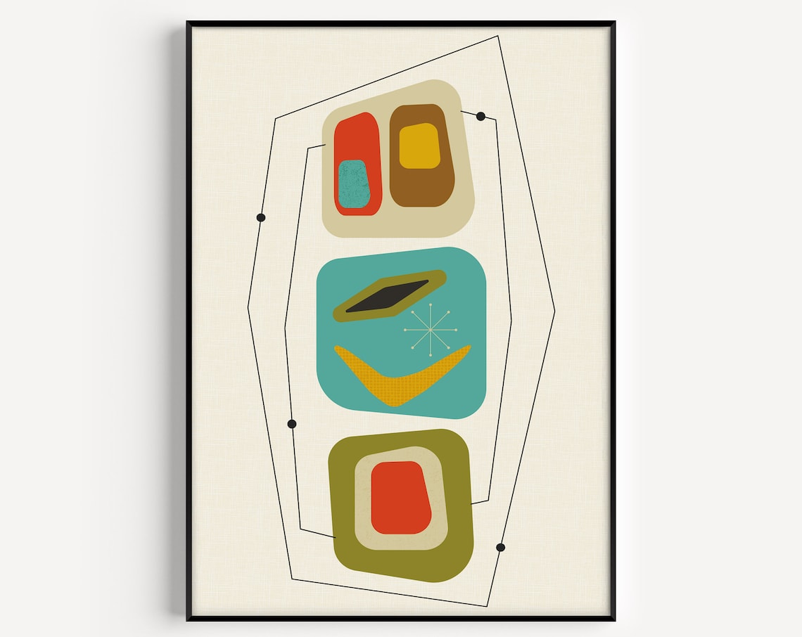 Mid Century Print, Retro Mid Century Modern Art Print