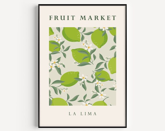 Fruit Print, Green Kitchen Decor
