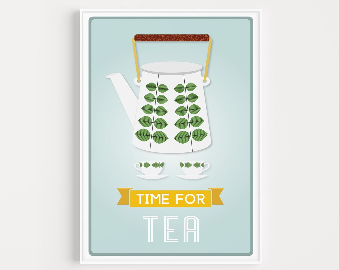 Time For Tea, Mid Century Modern Kitchen Art Print