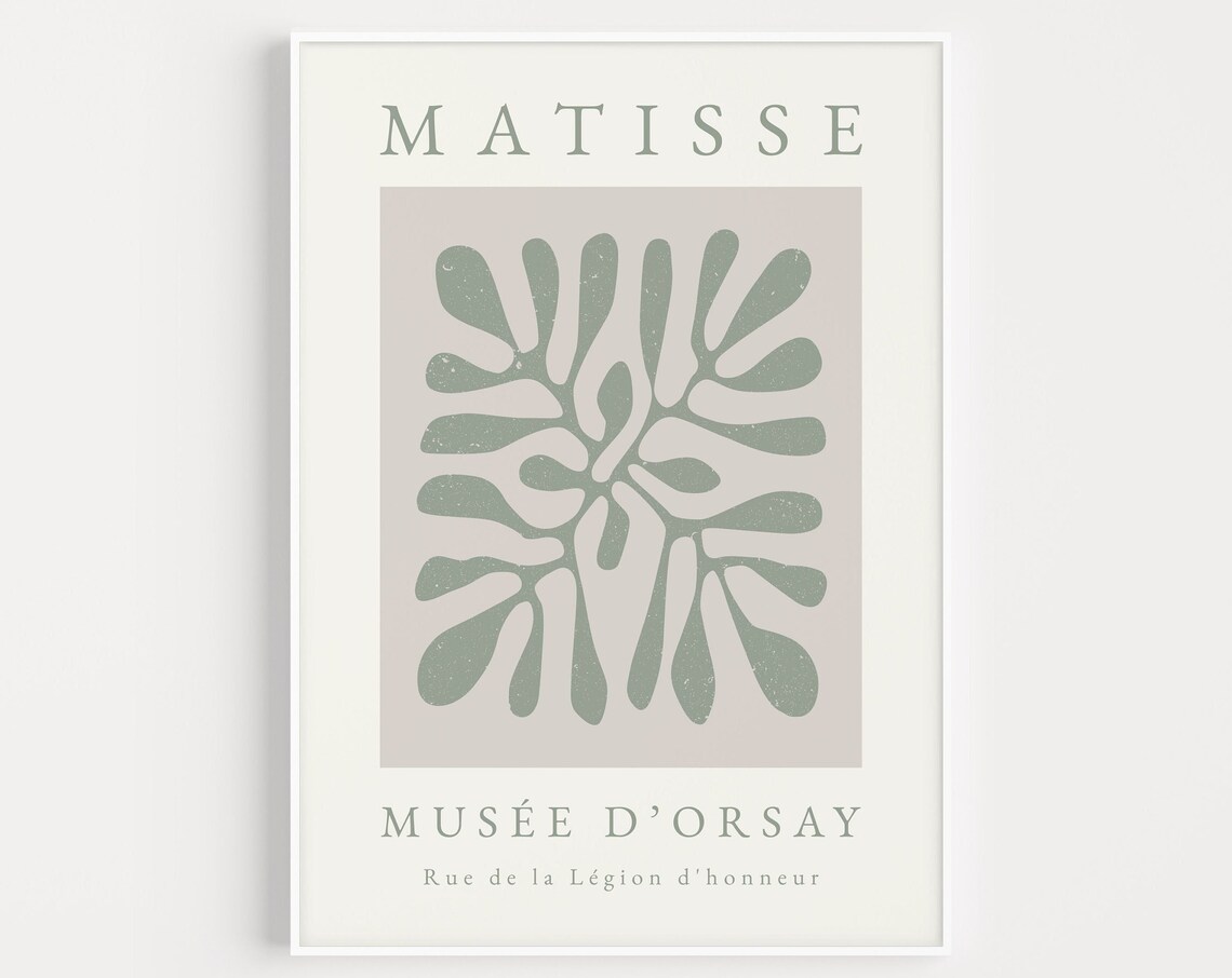 Matisse Sage Green Cut-Out Seaweed Frond Musee d'Orsay Poster