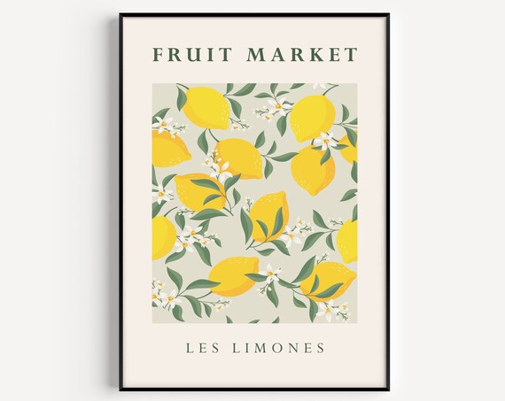 Yellow Print Lemon Print Kitchen Wall Art Fruit Print Wall Art Print Kitchen Instant Citrus Fruit Print Yellow