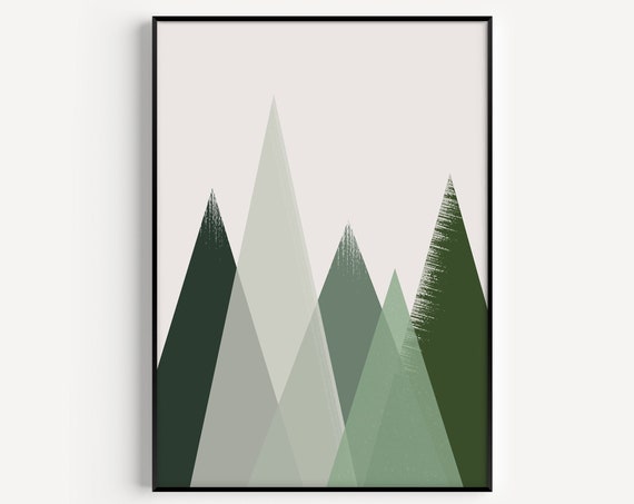 Green Mountain Minimalist Wall Art Print