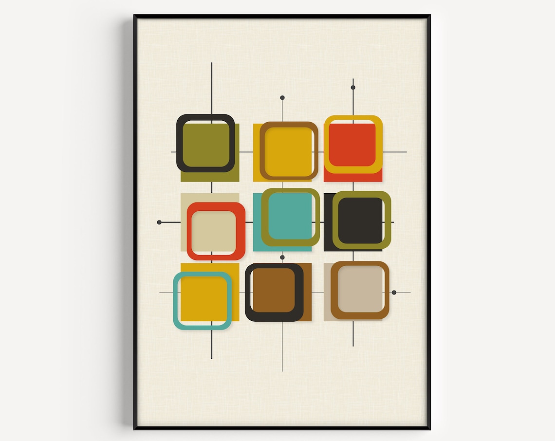 Mid Century Modern Retro Art Print, Vintage Style