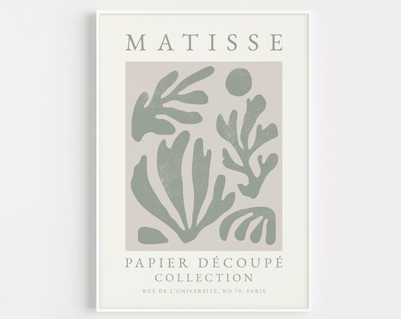 Matisse Sage Green Cut-Out Coral Papier Decoupe Collection Poster