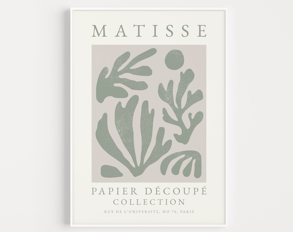 Matisse Sage Green Cut-Out Coral Papier Decoupe Collection Poster