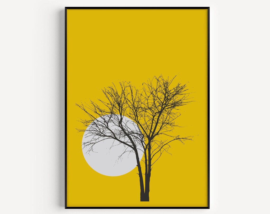 Yellow Tree Minimalist Art Print, Scandinavian
