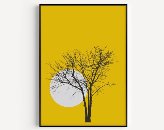 Yellow Tree Minimalist Art Print, Scandinavian