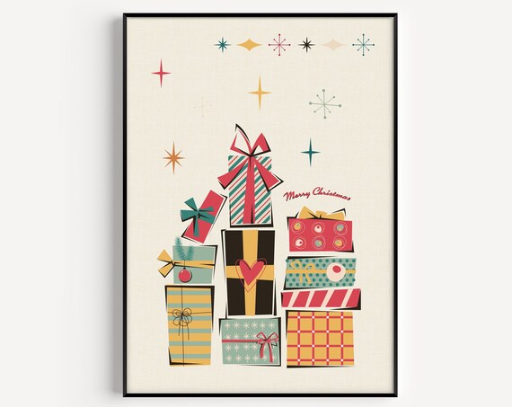 Christmas Presents, Mid-Century Modern Art Print