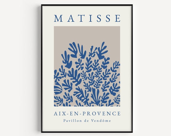 Blue Henri Matisse-Inspired Boho Wall Art Print