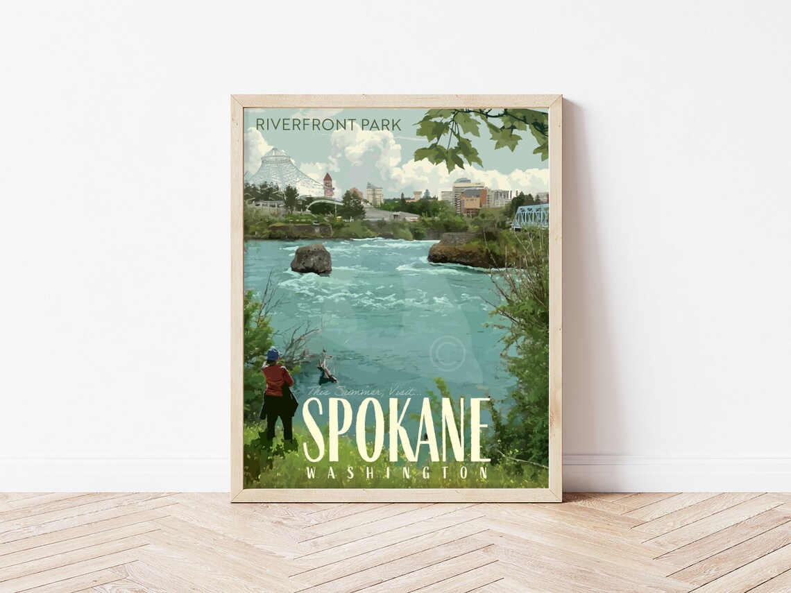 Spokane Washington Vintage Travel Poster, Riverfront Park