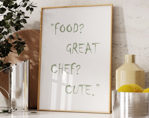 Food Great Chef Cute Print Kitchen Cooking Art Minimalist Fun Cool