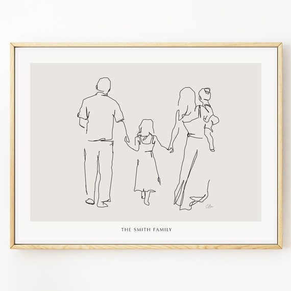 Family Portrait Gift Family Illustration Portrait Family Line Art Family Drawing Gift For Her Custom Art Personalised Gift For Mum Mom