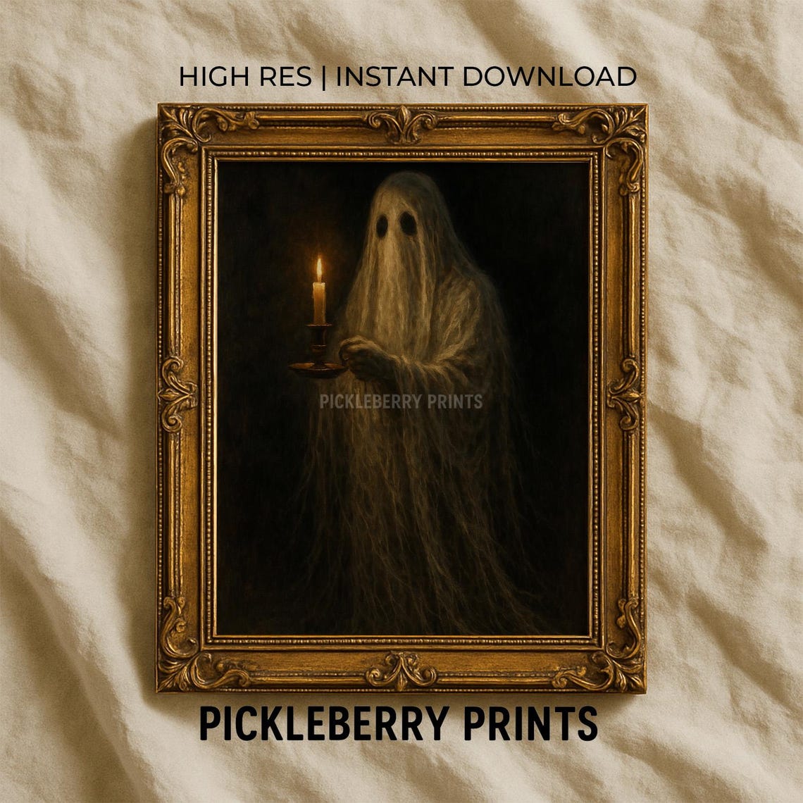 Spooky Ghost Holding Candle Gothic Dark Academia Halloween Poster