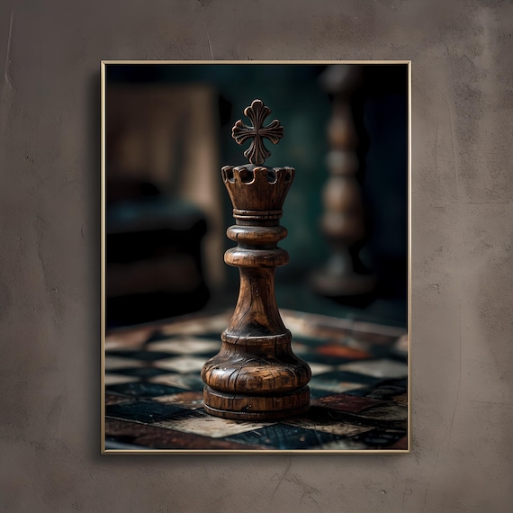 The Strategist Fine Art Chess Print Surreal Dark Academia Librariancore Decor Moody Piece Wall Poster