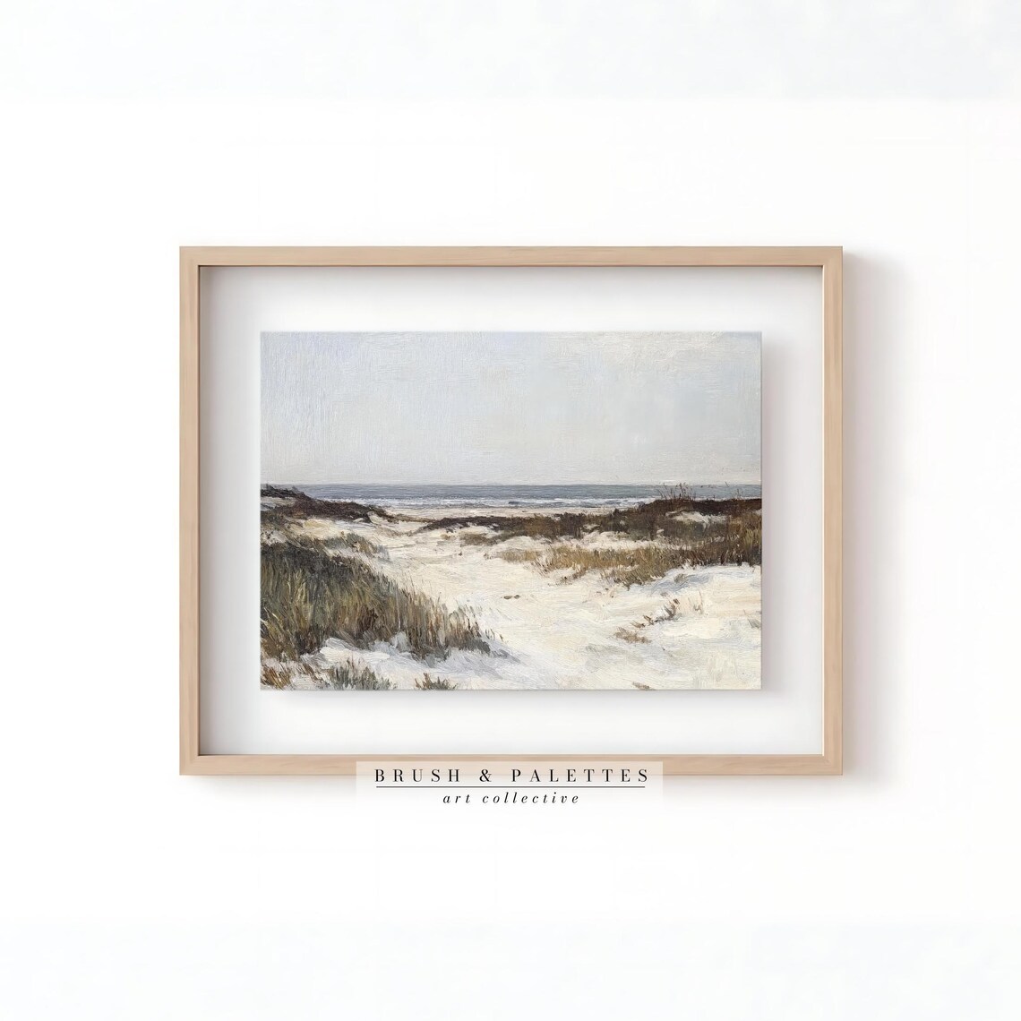Sandy Dune Path To Calm Sea Winter Coastal Landscape Painting Poster - Image 2