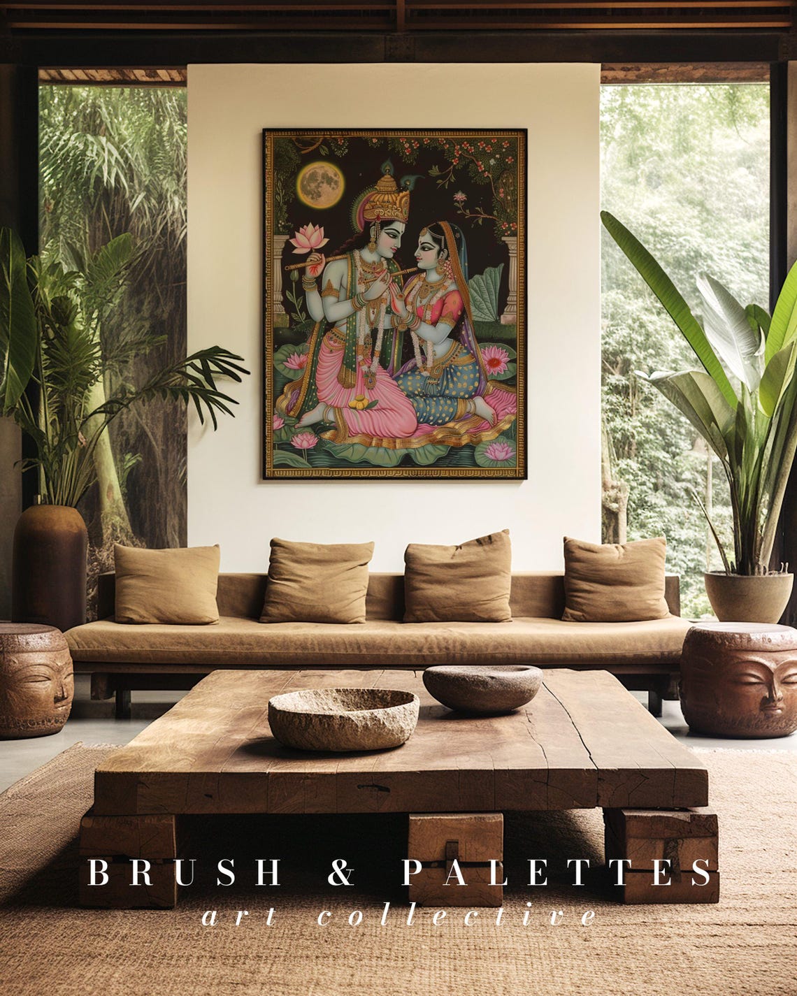 Radha Krishna Painting, Hindu Romantic Art Print - Image 2