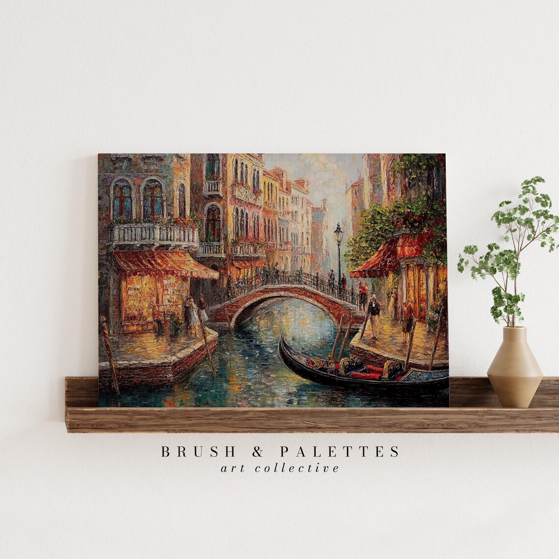 Venice Canal Gondola Italian Cityscape Romantic Oil Painting Poster - Image 2