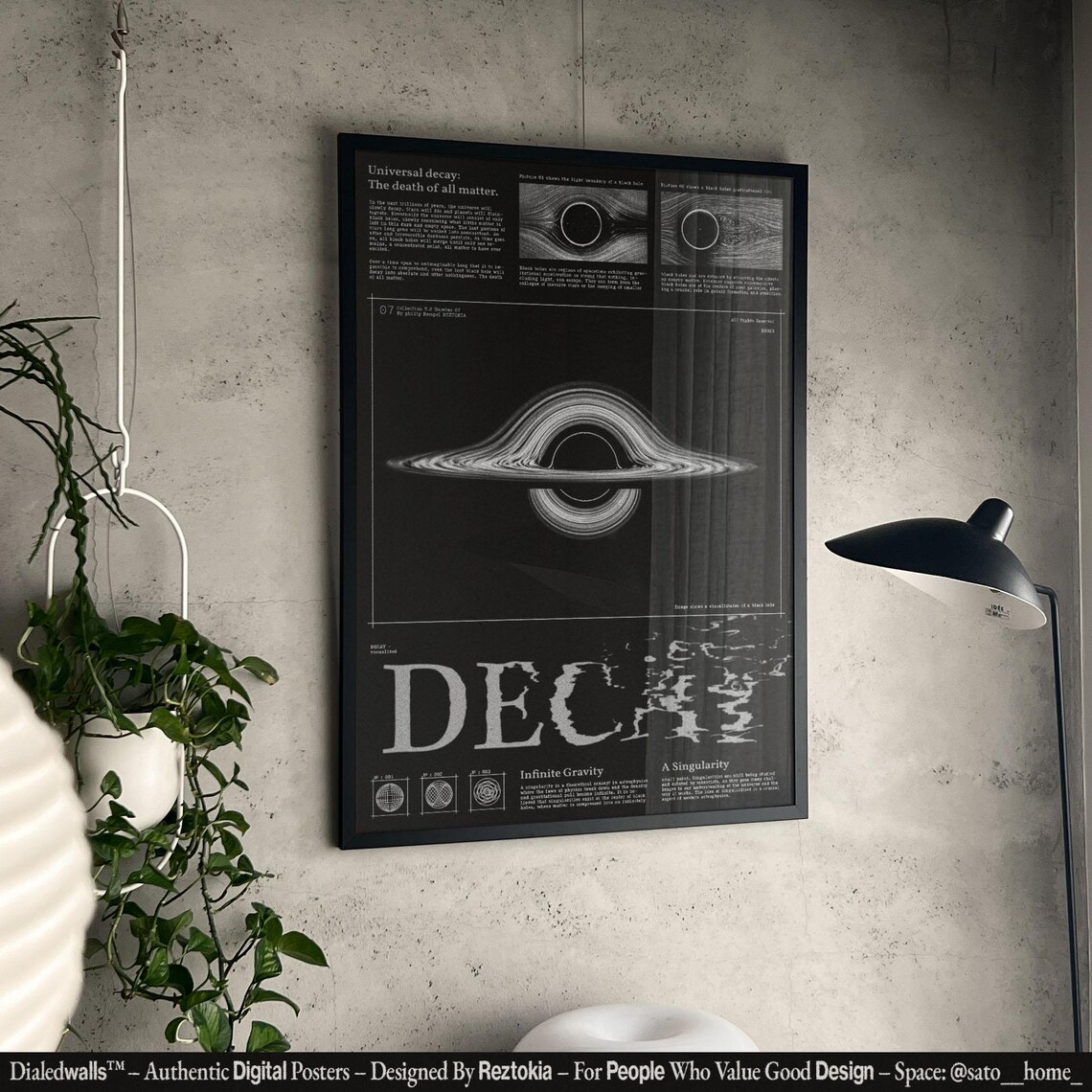 Decay Unique Wall Print Space Wall Art Typography Print Poster Print Creative Poster Black Hole Art