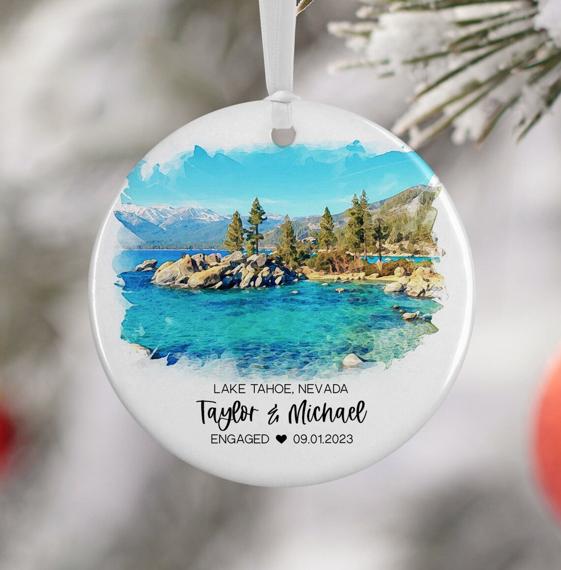 Lake Tahoe Christmas Ornament, Personalized Family Souvenir